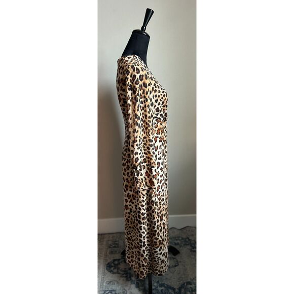 NWOT ZARA Faux Wrap Chiffon Animal Print Fully Lined Sheer Midi Dress Size S - Picture 5 of 9